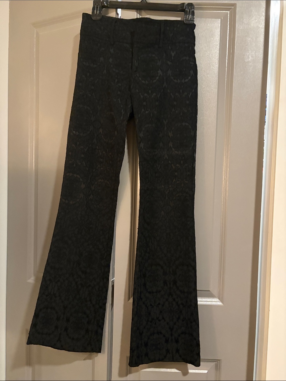 Cache Black Patterned Flared Pants